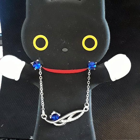 NEW Blue Rhinestone Necklace Ear Stud Set - Picture 3 of 3